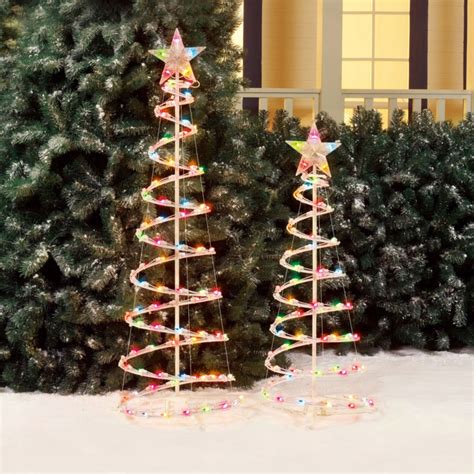Holiday Time Light Up Multi Color Spiral Christmas Trees 2 Pack 3 Ft