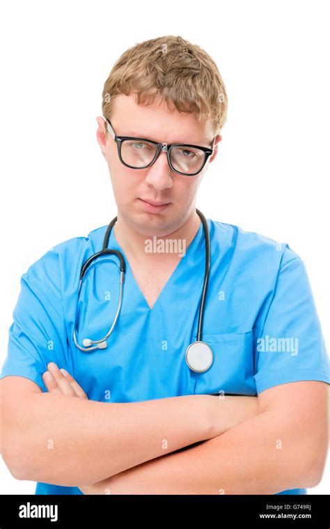 Confident Middle Aged Doctor On White Background Isolated Stock Photo