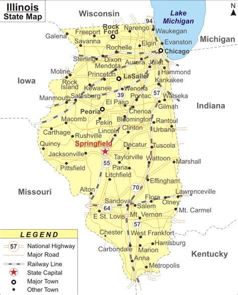 Map Of Illinois Cities And Roads Gis Geography 48 Off