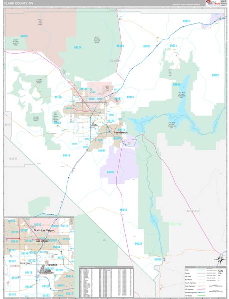 Clark County Nv Wall Map Premium Style By Marketmaps Mapsales