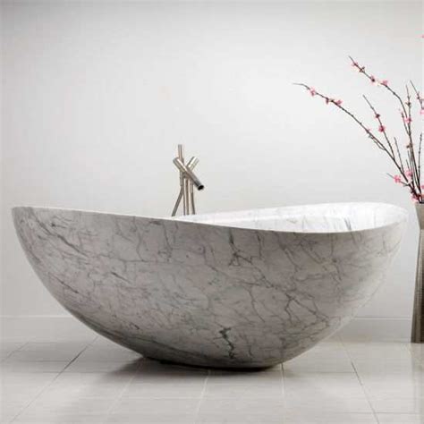Carrara White Marble Freestanding Oval Bathtub Bathroom Sink