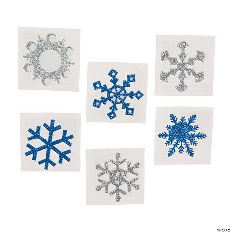 Winter Snowflake Glitter Temporary Tattoo Stickers 12 Pc Oriental