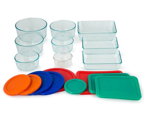 Pyrex 18 Piece Simply Store Glass Container Set W Multi Coloured Lids Multi Au