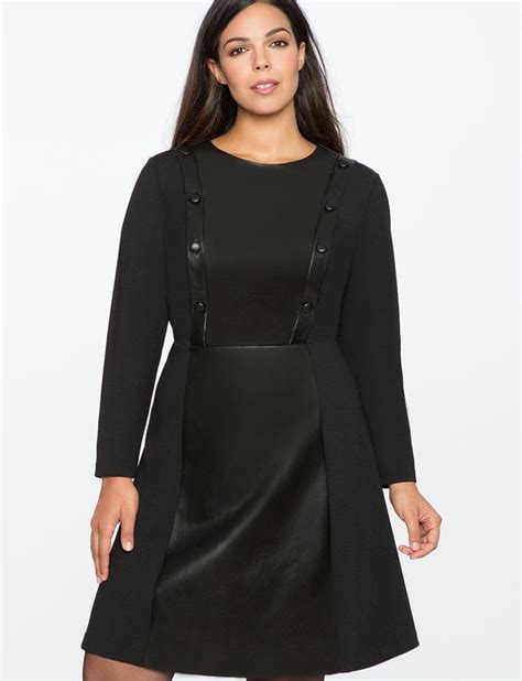 Button Detail Faux Leather Dress Womens Plus Size Dresses Eloquii