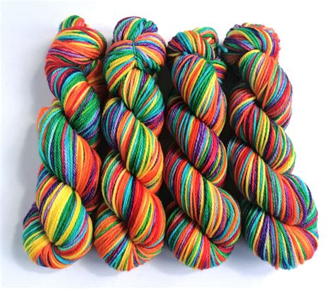 Hand Dyed Variegated Rainbow Wool Superwash Merino Aran Etsy