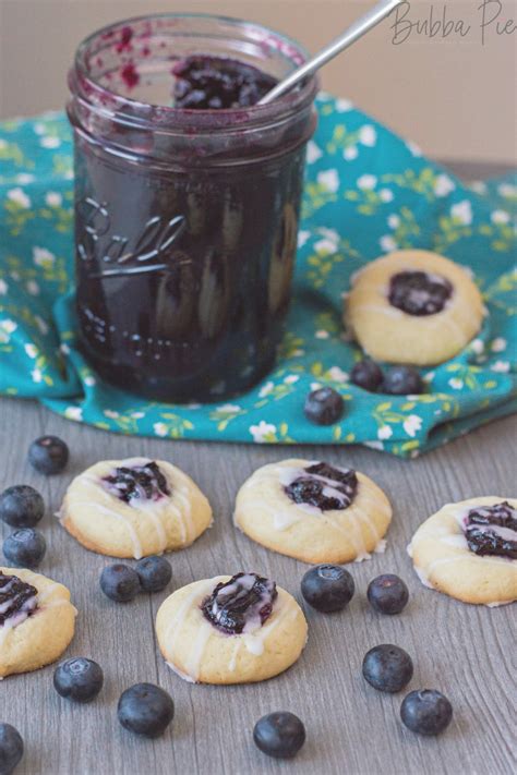 Blueberry Thumbprint Cookies With Icing Bubbapie