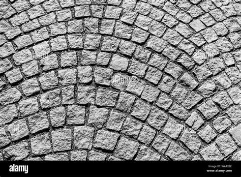 Top View On Paving Stone Road Old Pavement Of Granite Texture Street