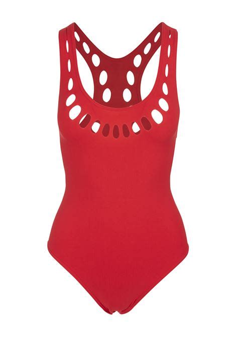 Woman Red One Piece Swimsuit With Cut Out Details Alaia Russocapri