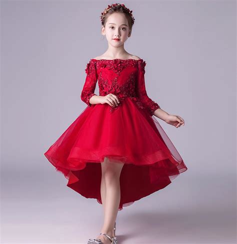 Glizt Red Tulle Strapless Flower Girl Dress For Wedding Party Pageant