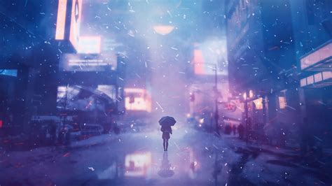 Alone Girl On Street With Umbrella Wallpaperhd Artist Wallpapers4k