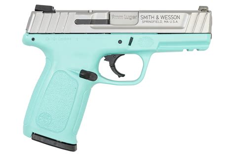 Smith And Wesson Sd9 Ve 9mm Semi Auto Pistol With Robins Egg Blue Frame