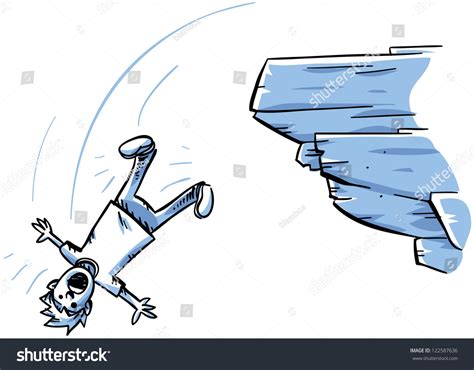 Cartoon Man Falling Off Rocky Cliff Stock Illustration 122587636