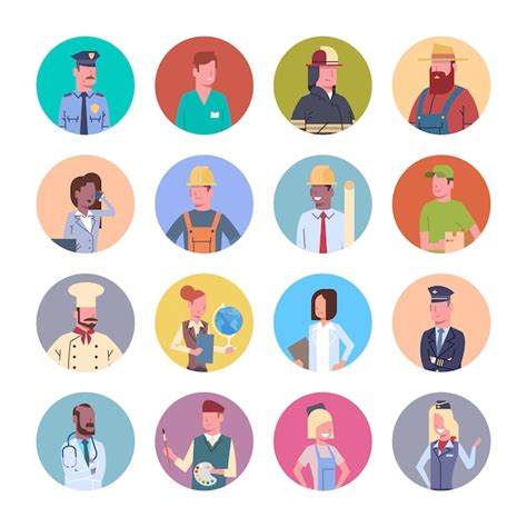 Premium Vector People Group Different Occupation Icons Set Workers