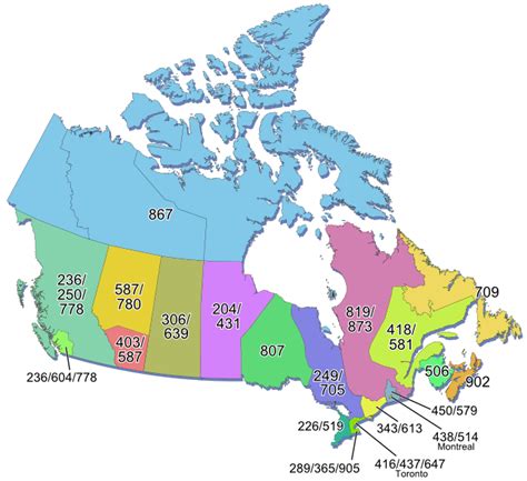 Canadian Area Code Map Coding Map Area Codes