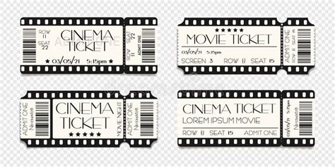 Cinema Ticket Template Mockup With Barcode Vector Illustration Of