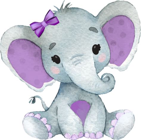 Purple Gray Girl Elephant Peanut Round Sticker In 2021
