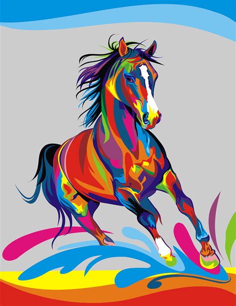 Ilustração De Cavalo Multicolorido American Paint Horse Painting Arte