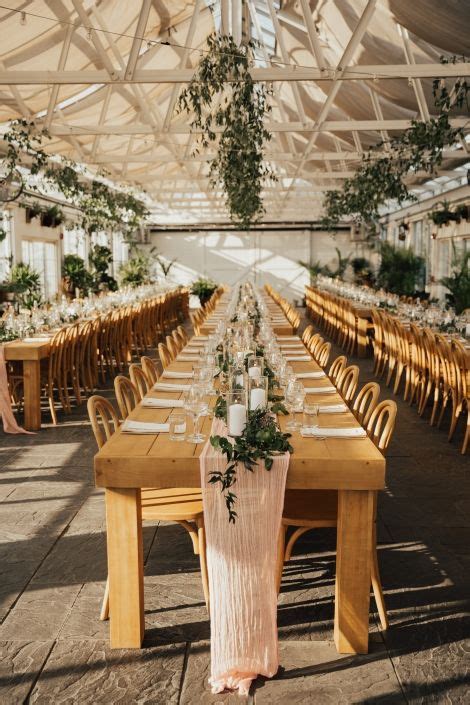 Wedding Farm Tables With Blush Runner Farmhouse Wedding Decor