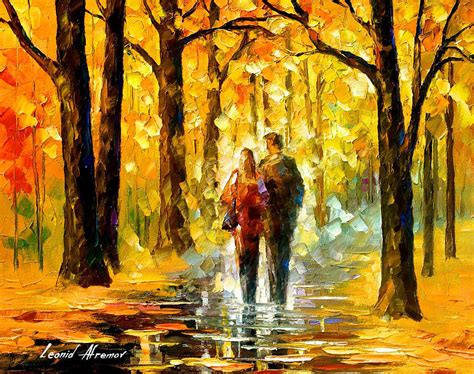 Happy Couple Palette Knife Oil Painting On Canvas By Leonid Afremov