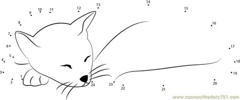 Sleeping Cat Dot To Dot Printable Worksheet Connect The Dots