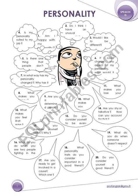 Personality Conversation Questions Esl Worksheet By Pipof