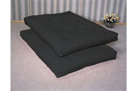 The fibre futon mattress is made with 2 fibre foam pads which are made from shreaded polyurethane foam and bonded into pads, wrapped. Black 7" Deluxe Futon Mattress Pad at Gardner-White