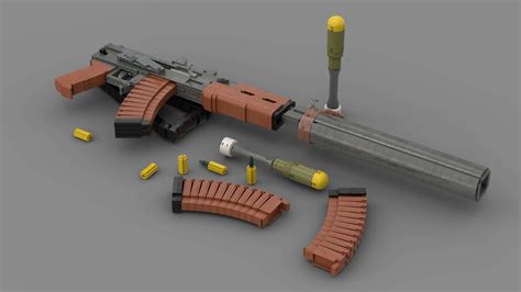 Custom Lego Gun Moc Aks 74u Vitrina Grenade Launcher Youtube