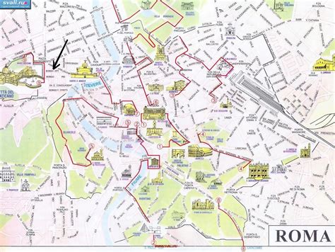карты Карта центра Рима с достопримечательностями Италия итал