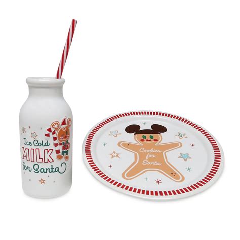 Disney Milk And Cookie Set Holiday Mickey Gingerbread