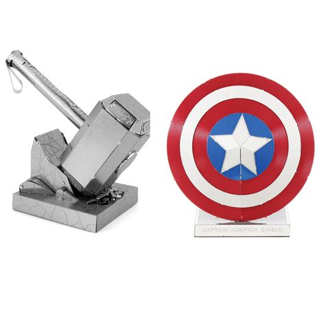 Buy Metal Earth 3d Model Kits Marvel Avengers Set Of 2 Ca Shield And Thor