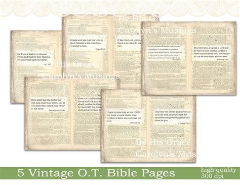 Printable Vintage Bible Pages Bible Journaling Junk Journal Etsy