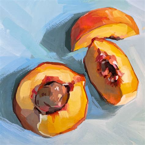 Peaches Art Print Giclee Peach Painting Kitchen Art Impressionist