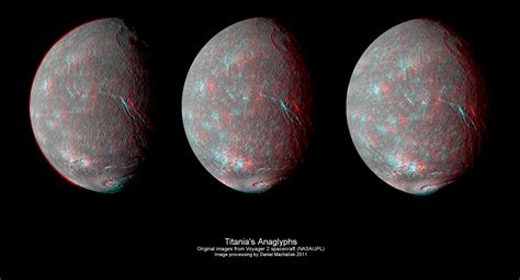 Moon Titania 3d Photo Red And Blue Photo