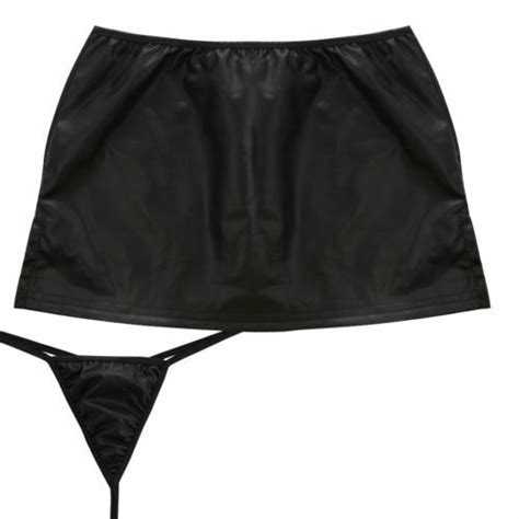 Sexy Lingerie Women Clubwear Wet Look Pvc Black Faux Leather Mini Skirt