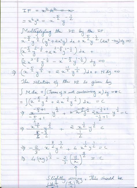 Ordinary Differential Equations Resuelve Y 2 2x 2y Dx
