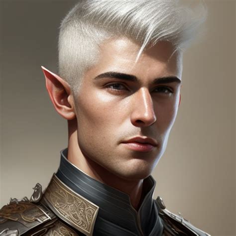 Brandonolin Silver Haired Male Half Elf Fighter Clean Shaven With
