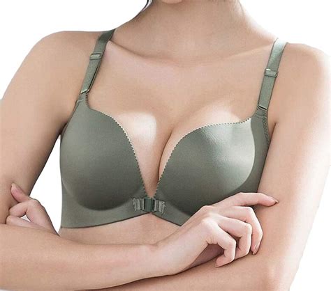 Hande Womens Sexy Lace No Underwire Push Up Front Close Bralette Bras Green 34a Uk