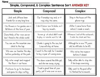 simple compound  complex sentence sort distance learning