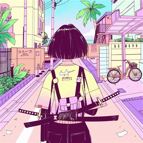Aesthetic Anime Girl Black Short Hair