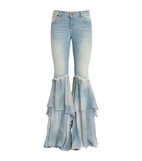 Blumarine Ruffled Low Rise Flared Jeans Harrods Au