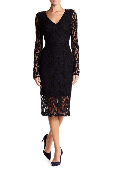 Long Sleeve Back Cutout Lace Midi Dress by Rachel Rachel Roy on @nordstrom_rack | Dresses, Lace ...