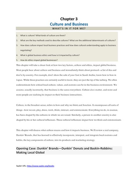 Chapter 3 Cultural And Business Chapter 3 Culture And Business W H