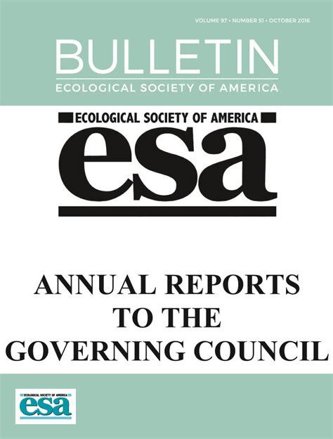 Ecological Society Of America Annual Reports To The Governing Council