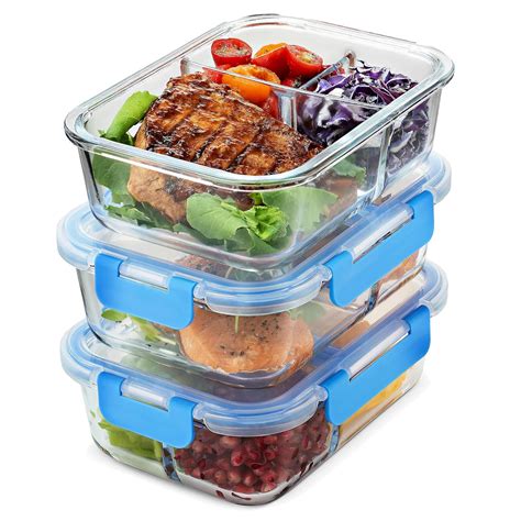Best 3 Compartment Stackable Meal Prep Containers Califoria Home Goods