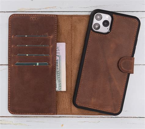 Iphone Pro Max Case Genuine Leather Rfid Wallet Case Etsy