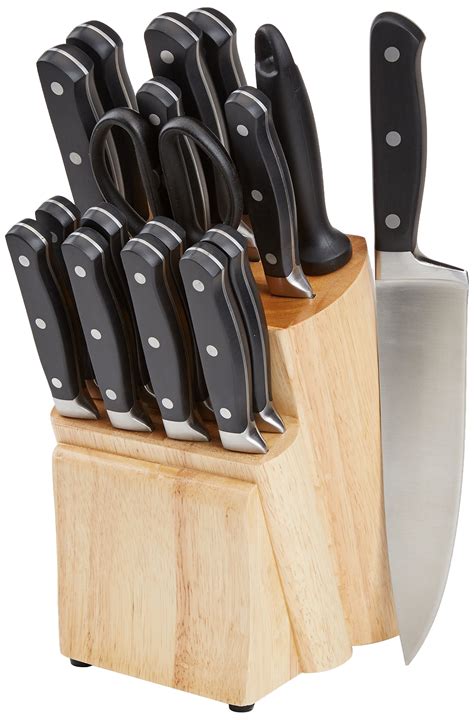 knife kitchen block piece knives amazon amazonbasics premium sets steel stainless rated chef meteorite cutlery kramer affordable under quality basics