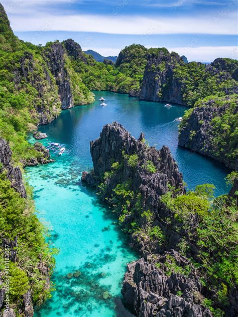 El Nido In Palawan Philippines Aerial View Of Beautiful Lagoon And Limestone Cliffs Photos