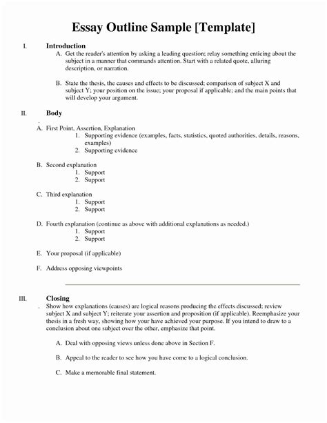 Outline Format For Essay In Essay Outline Sample Essay Outline