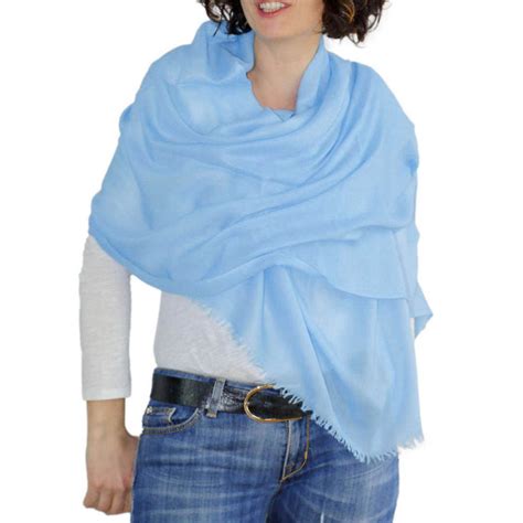 Sky Blue Scarf Pure Cashmere Baby Blue Pashmina Blanket Scarf Wrap