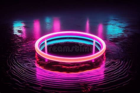 Abstract Neon Circle Light Fluorescent Neon Lights Glow Reflection On